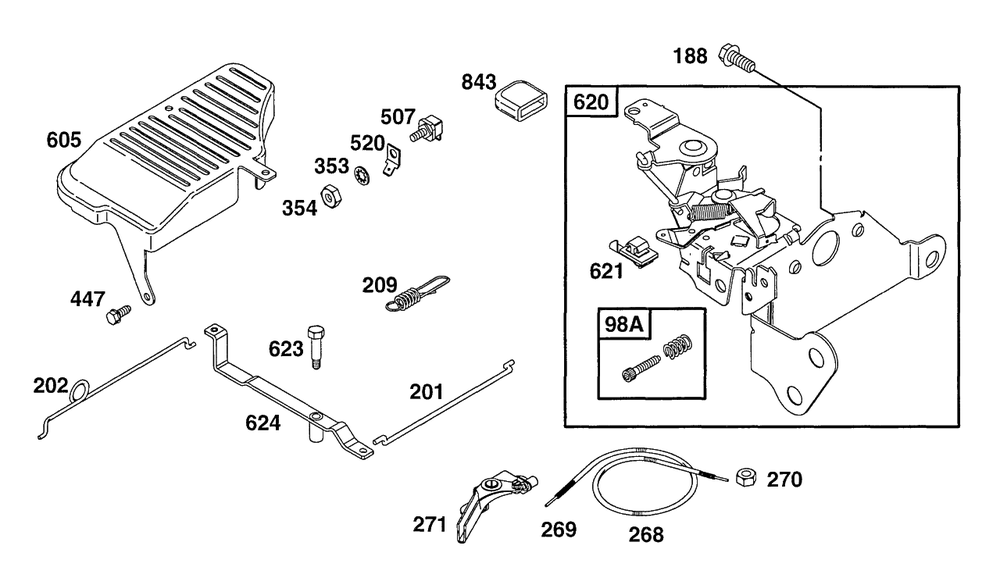 Controls Diagram and Parts List for 133702-0135-XX  Briggs and Stratton Engine